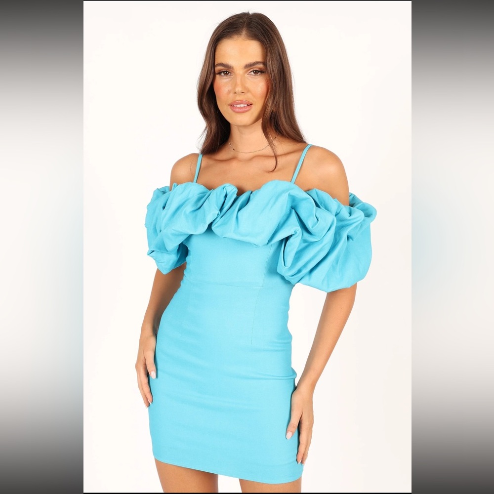 Petal & Pup Blue Mini Ruffle Dress